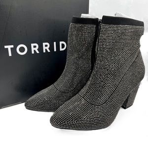 Torrid Stretch Knit Embellished Bootie (WW) Black Women’s Size 8 NWT BNIB